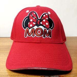 NWOT Disney Minnie Mouse Ears and Bow Embroidered "Mom" Red Adult Cap